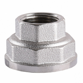 Муфта редукционная никелированная 1 1/2″ВР х 1″ВР штампованная А0337А(нк)