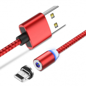 Магнитный кабель для зарядки X-CABLE Metal Magnetic Cable Lightning 360 red