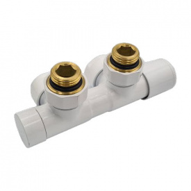 Комплект угловых кранов для подключения радиатора Invena Duoplex CZ-96-B15 белый 1/2"