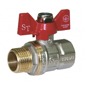 Кран шаровый для воды Santan Professional 607, 1" наружный - внутренний, красная бабочка