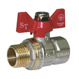 Кран шаровый для воды Santan Professional 607, 3/4" наружный - внутренний, красная бабочка