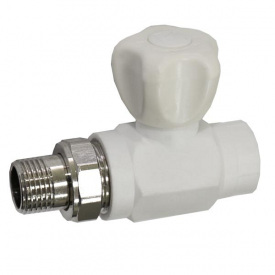 Кран радиаторный PP-R Santan прямой шаровый с нак.гайкой 20х1/2" белый
