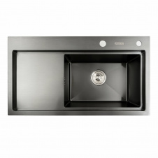 Мойка кухонная Platinum Handmade PVD 78х43 R (толщина 3,0/0,8 мм) черная