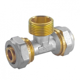 Тройник с наружной резьбой с проточкой Santan 16х1/2"х16