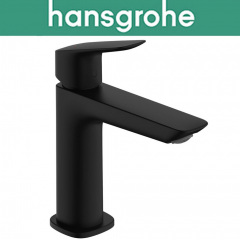 Смеситель Hansgrohe (art 71252670) для раковины однорычажный, с сливным наборам, Logis Push-Open 110 Fine , Чёрный мат Київ