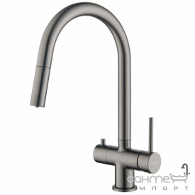 Смеситель для кухни с вытяжным изливом и изливом для фильтрованной воды Blue Water Cyrus Grafit Gun Metal