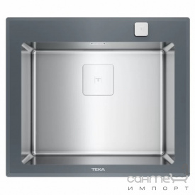 Прямоугольная кухонная мойка Teka Diamond 1B ST 115000076 нержавеющая сталь/серое стекло
