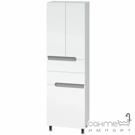 Напольный пенал с корзиной для белья Mirater Верона 60 белый/серый