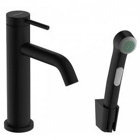 Змішувач для раковини Hansgrohe Tecturis S з гігієнічним душем чорний матовий (73211670)