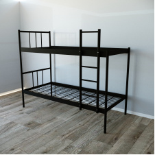 Ліжко двоярусне металеве Tobi Sho BASIS DUO-1 сітка 200х80 з драбиною, Чорний