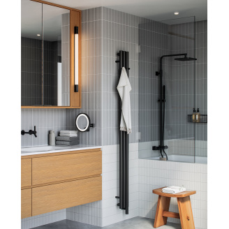 Полотенцесушитель электрический Terma ROLO HANGER 1400x150 Black mat, тен ONE с правой стороны
