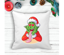 Подушка с новогодним принтом Гринч The Grinch Влюблен Белый Кавун П003600