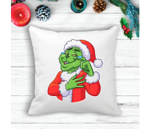 Подушка с новогодним принтом Гринч The Grinch В слезах Белый Кавун П003593