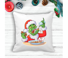 Подушка с новогодним принтом Гринч The Grinch молоко и печенье Белый Кавун П003610