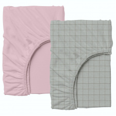 Набор простыни на резинке Cosas ROSE / GREY GEOMETRY Ранфорс 90х200х20 см 2 шт Графит/Розовый