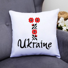 Подушка декоративная с принтом "Украинский цветочный орнамент Ukraine" Push IT Белый Кавун П000467
