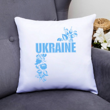 Подушка декоративная с принтом "Ukraine синий принт" Push IT Белый Кавун П000454