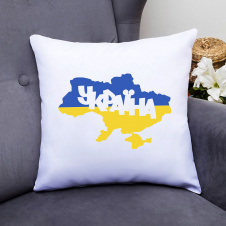 Подушка декоративная с принтом "Украина карта страны" Push IT Белый Кавун П000505