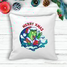 Подушка с новогодним принтом Гринч The Grinch "Marry XMAS" Белый Кавун П003614