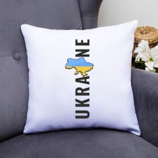 Подушка декоративная с принтом "Ukraine вертикальная надпись " Push IT Белый Кавун П000532