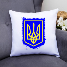 Подушка декоративная с принтом "Украинский герб на синем фоне" Push IT Белый Кавун П000522
