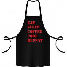 Фартук с принтом Арбуз Eat sleep coffee code repeat 68 см Черный
