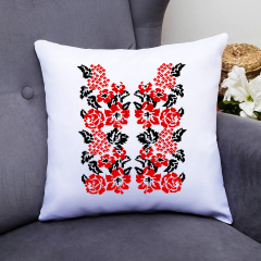 Подушка декоративная с принтом "Украинский орнамент цветы и калина" Push IT Белый Кавун П000469 Весёлое