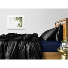 Полутораспальный комплект Cosas BLACK SATIN CS4 160х220 см Синий/Черный Шепетівка