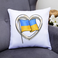 Подушка декоративная с принтом "Флаг Украины в сердце" Push IT Белый Кавун П000529 Оріхів