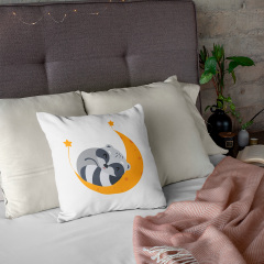 Подушка декоративная с принтом "Спящий енот на луне. Sleeping raccoon" Push IT Белый Кавун П000723 Хмельницький