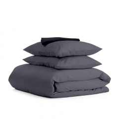 Полутораспальный комплект Cosas GREY SATIN CS5 160х220 см Черный/Серый Черновцы