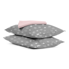 Набор наволочки и простыни 3 шт CROWN GREY PUDRA Cosas розовый Київ