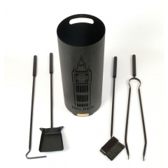 Каминный набор BIG BEN и дровница Ferrum Бочка 4 инструмента Черный (990) Винница