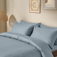 Евро постель сатин с простыней на резинке CASHMERE CS1 Cosas Сизый 200х220 см Енергодар