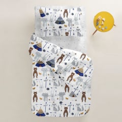 Детская наволочка Cosas BEARS WIGWAMS Ранфорс 40х60 см Серый Костопіль