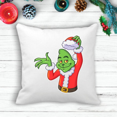 Подушка с новогодним принтом Гринч The Grinch Приветствует Белый Кавун П003594 Львов