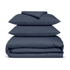 Полуторная постель сатин с простыней на резинке DENIM Cosas Сапфир 160х220 см Курень