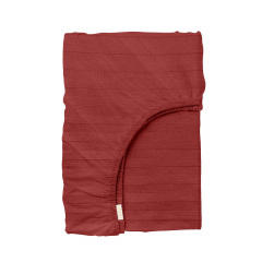 Двуспальная постель сатин с простыней на резинке BURGUNDY Cosas Красный 180х220 см Изюм