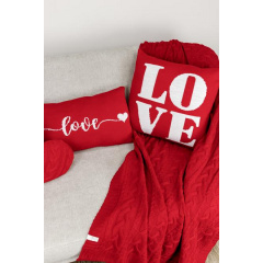 Наволочка вязанная Прованс LOVE 45х45 см Белый/красный (7840) Київ