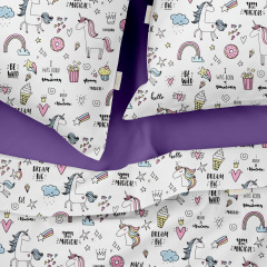 Полуторная постель с простыней на резинке Unicorn Sweets CS4 Cosas Белый 160х220 см Киев