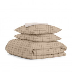 Евро постель с простыней на резинке BEIGE GEOMETRY CS7 Cosas Бежевый 200х220 см Луцьк