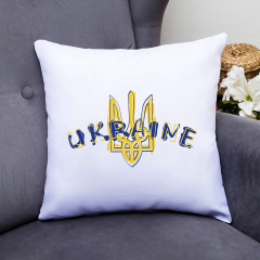 Подушка декоративная с принтом "Желтый герб Украины Ukraine" Push IT Белый Кавун П000442 Новомосковськ