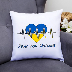 Подушка декоративная с принтом "Pray for Ukraine" Белый Кавун П000409 Енергодар