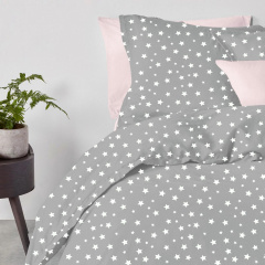 Семейная постель с простыней на резинке Grey Stars Cosas серый 2х160х220 см Токмак