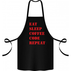 Фартук с принтом Арбуз Eat sleep coffee code repeat 68 см Черный Київ