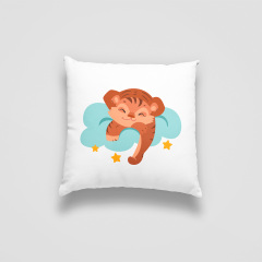 Подушка декоративная с принтом "Спящий тигренок на облаке. Sleeping tiger" Push IT Белый Кавун П000724 Бердичев