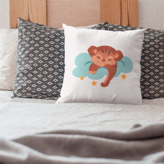 Подушка декоративная с принтом "Спящий тигренок на облаке. Sleeping tiger" Push IT Белый Кавун П000724 Бердичев