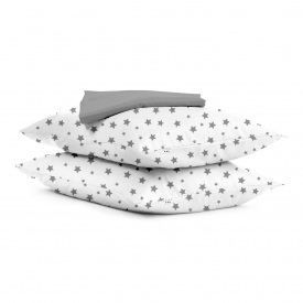 Набор наволочки и простыня Cosas STARS GREY & SHADOW Ранфорс 160х200 см Белый