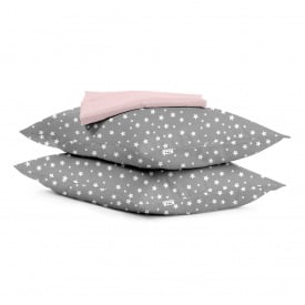 Набор наволочки и простыни Cosas GREY STARSFALL & SAKURA CS1 Ранфорс 160х200 см Серый