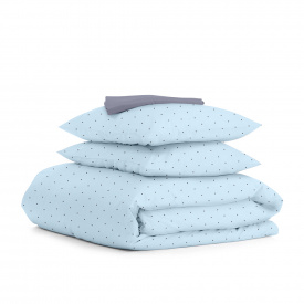 Двуспальная постель с простыней на резинке MINI DOTS CS38 Cosas Голубой 180х220 см